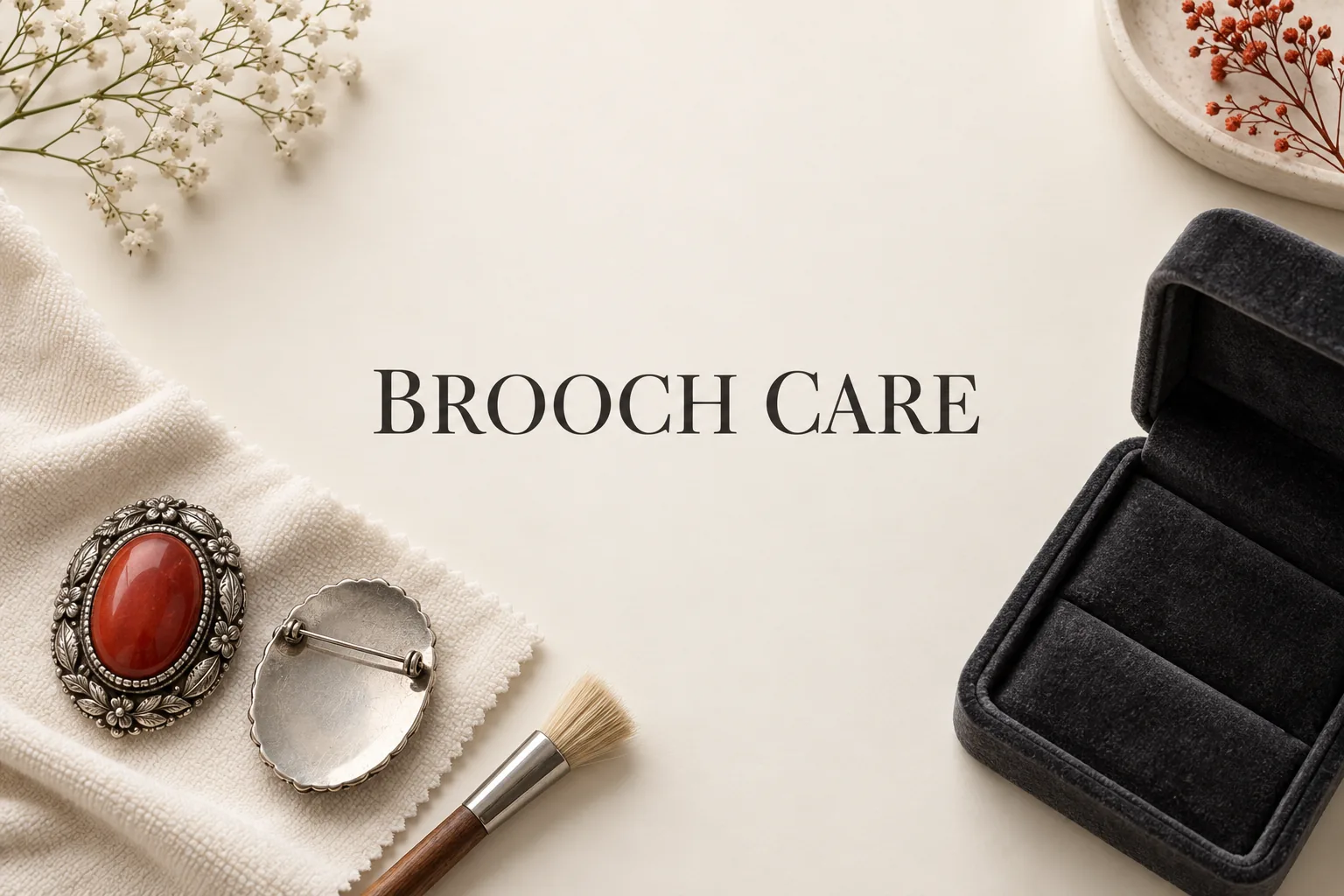 ブローチはどこに着ける？裏面の留め具と素材から選ぶ의 BROOCH CARE 관련 대표 이미지